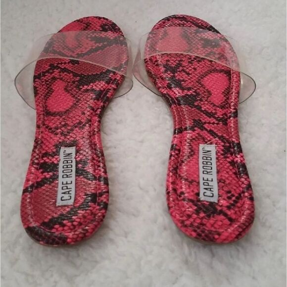 Cape Robbin Fonda Pink Snake Skin Slides - Picture 3 of 7